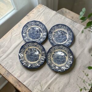 Vintage Liberty Blue and White Transferware Scenic Plates –Staffordshire Style